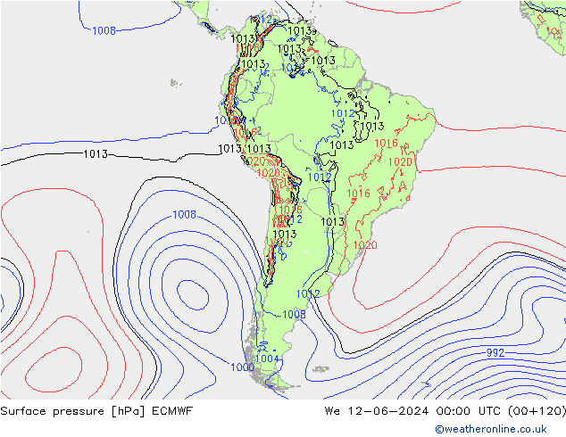 Surface pressure ECMWF We 12.06.2024 00 UTC