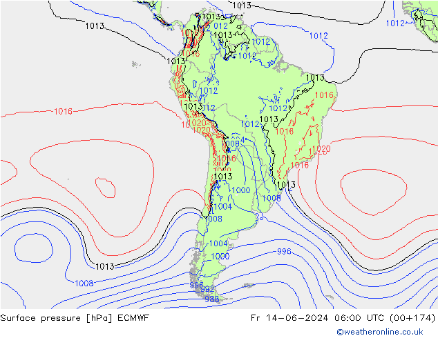 Surface pressure ECMWF Fr 14.06.2024 06 UTC