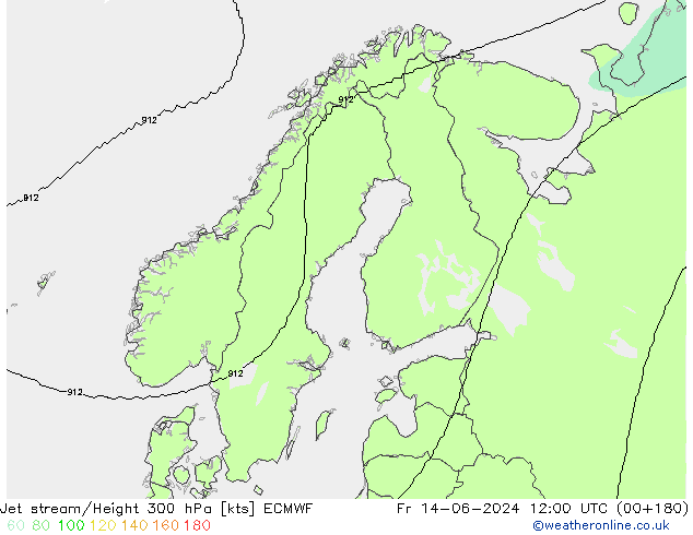 Corrente a getto ECMWF ven 14.06.2024 12 UTC