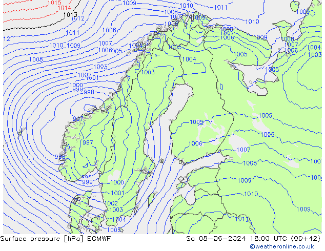 приземное давление ECMWF сб 08.06.2024 18 UTC