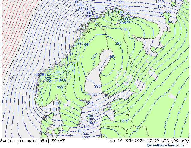 Yer basıncı ECMWF Pzt 10.06.2024 18 UTC