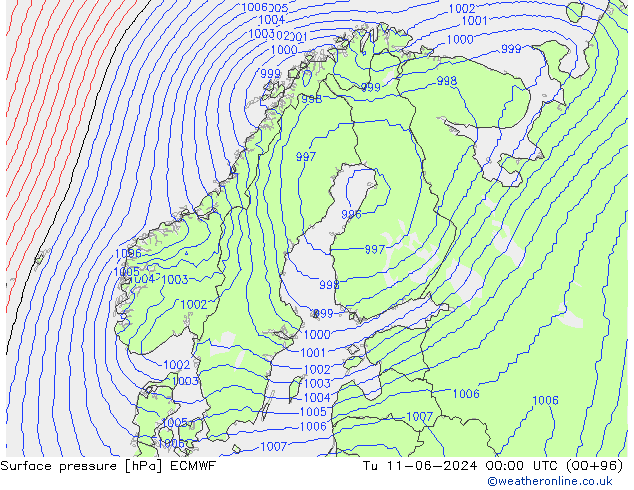 Bodendruck ECMWF Di 11.06.2024 00 UTC