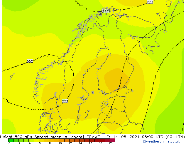 Height 500 hPa Spread ECMWF Sex 14.06.2024 06 UTC