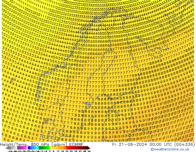 Height/Temp. 850 hPa ECMWF pt. 21.06.2024 00 UTC