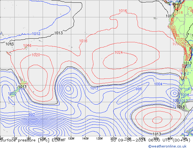 Surface pressure ECMWF Su 09.06.2024 06 UTC