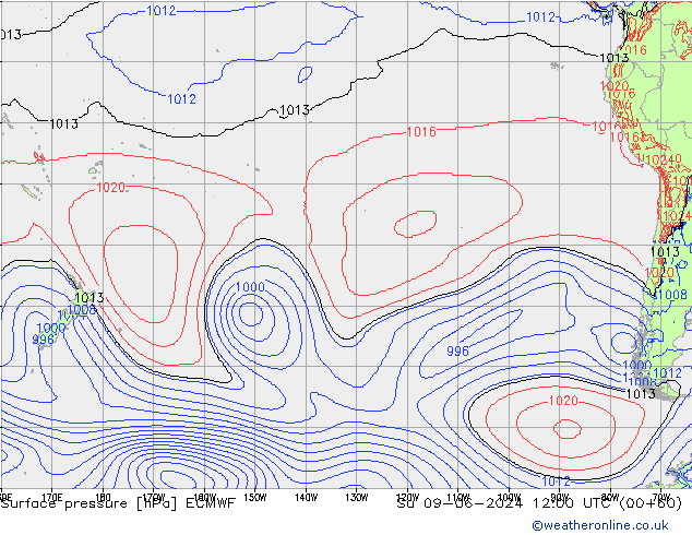 pressão do solo ECMWF Dom 09.06.2024 12 UTC