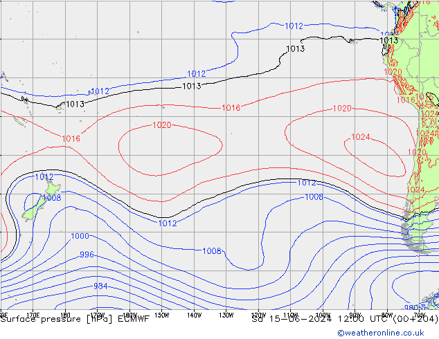 Surface pressure ECMWF Sa 15.06.2024 12 UTC