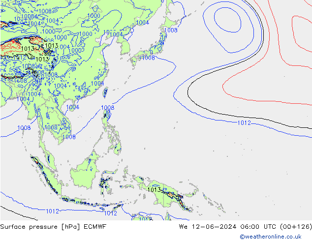 ciśnienie ECMWF śro. 12.06.2024 06 UTC