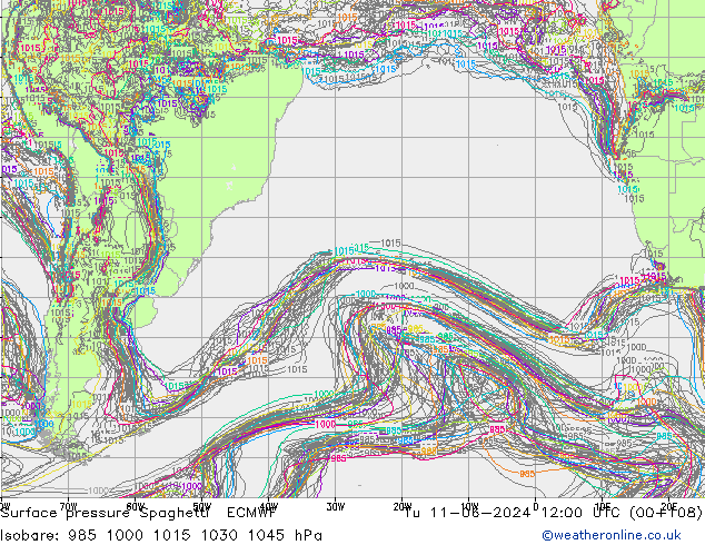 Yer basıncı Spaghetti ECMWF Sa 11.06.2024 12 UTC