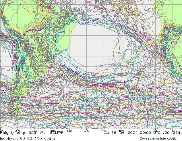 Géop./Temp. 925 hPa ECMWF dim 16.06.2024 00 UTC