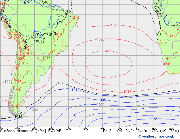 pressão do solo ECMWF Sex 21.06.2024 00 UTC