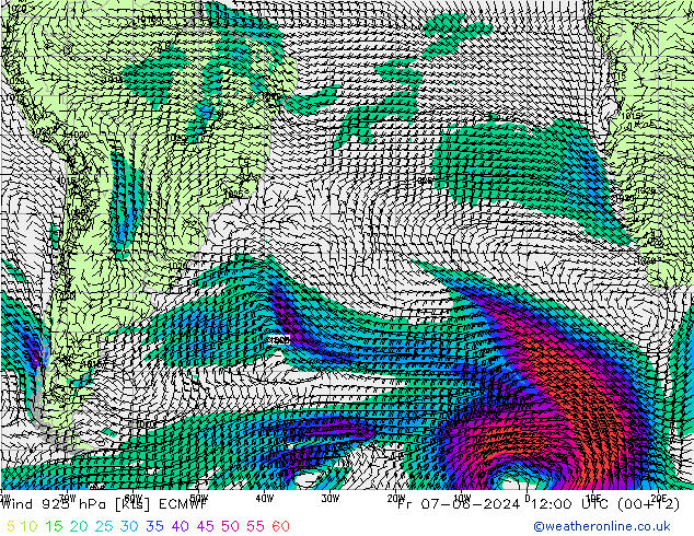 Vento 925 hPa ECMWF Sex 07.06.2024 12 UTC