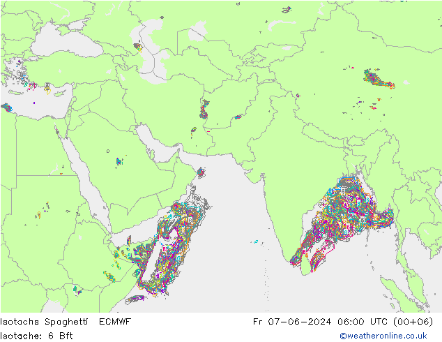 Isotachs Spaghetti ECMWF Sex 07.06.2024 06 UTC