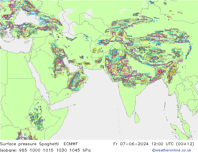 приземное давление Spaghetti ECMWF пт 07.06.2024 12 UTC