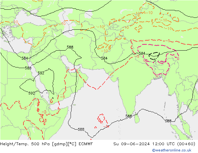 Height/Temp. 500 hPa ECMWF Su 09.06.2024 12 UTC