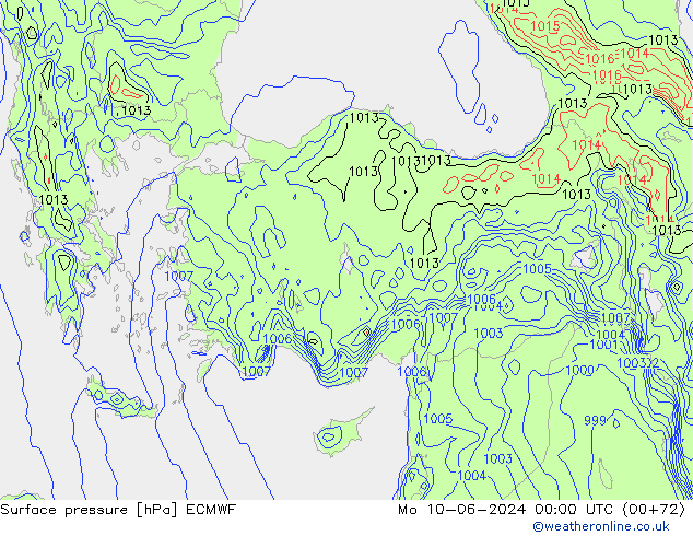 Surface pressure ECMWF Mo 10.06.2024 00 UTC