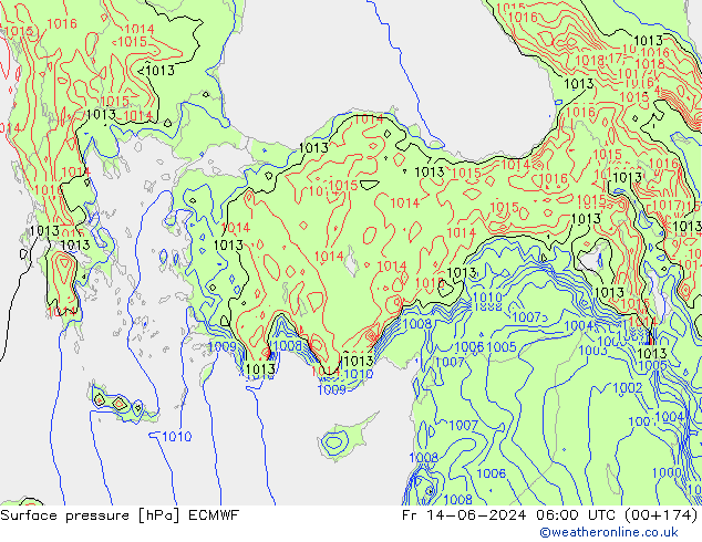 Yer basıncı ECMWF Cu 14.06.2024 06 UTC