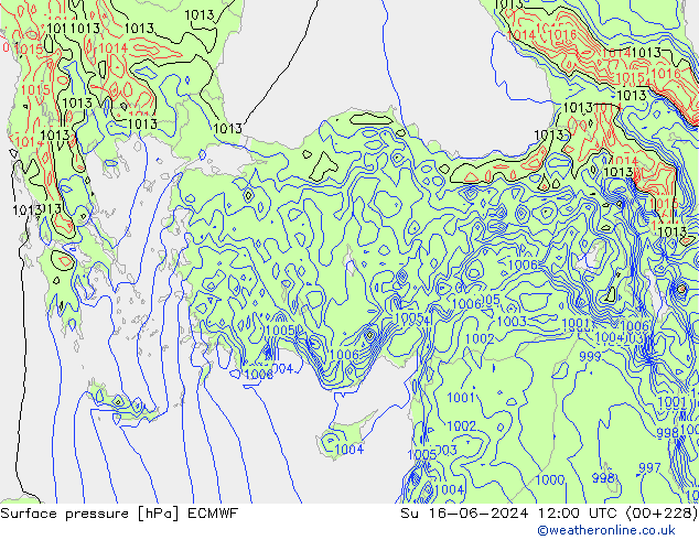 pression de l'air ECMWF dim 16.06.2024 12 UTC