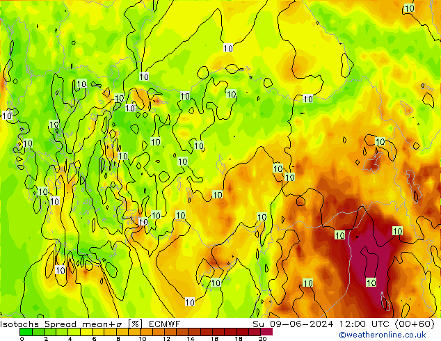 Isotachs Spread ECMWF dim 09.06.2024 12 UTC