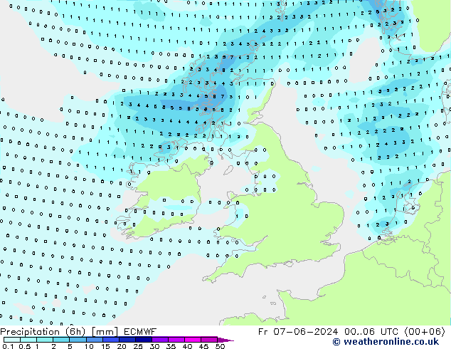 Precipitação (6h) ECMWF Sex 07.06.2024 06 UTC