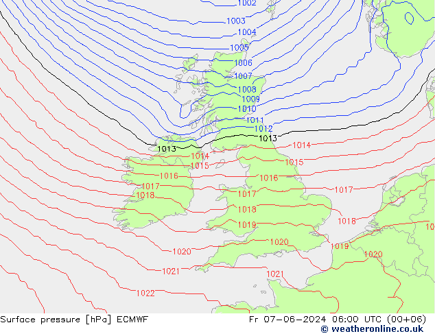 pression de l'air ECMWF ven 07.06.2024 06 UTC