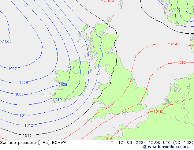 Yer basıncı ECMWF Per 13.06.2024 18 UTC