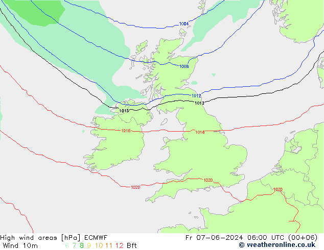 High wind areas ECMWF Fr 07.06.2024 06 UTC