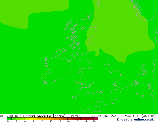 RV 700 hPa Spread ECMWF zo 09.06.2024 00 UTC