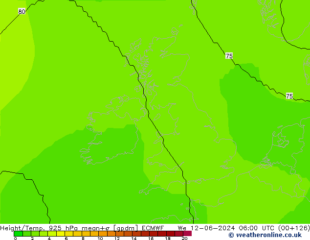 Geop./Temp. 925 hPa ECMWF mié 12.06.2024 06 UTC