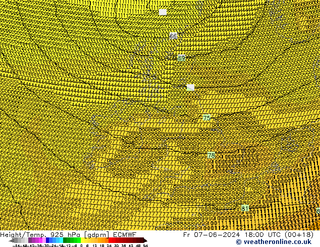 Height/Temp. 925 гПа ECMWF пт 07.06.2024 18 UTC