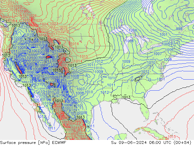 приземное давление ECMWF Вс 09.06.2024 06 UTC