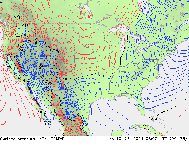 Yer basıncı ECMWF Pzt 10.06.2024 06 UTC