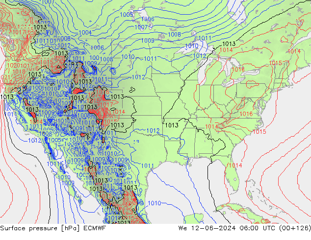 Surface pressure ECMWF We 12.06.2024 06 UTC