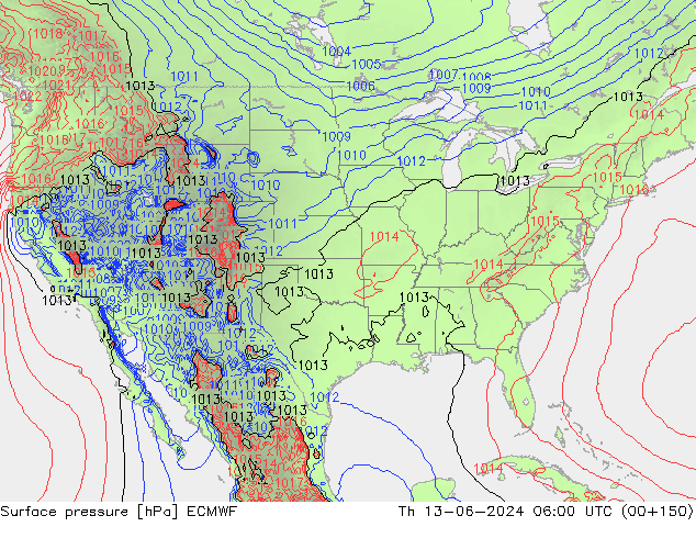 Yer basıncı ECMWF Per 13.06.2024 06 UTC