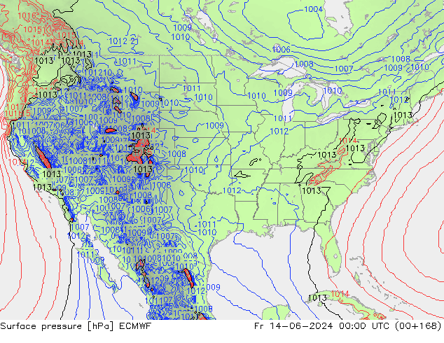 pressão do solo ECMWF Sex 14.06.2024 00 UTC