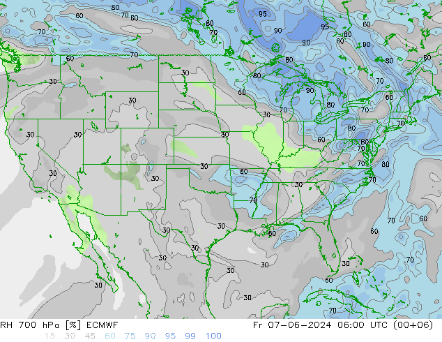 RH 700 hPa ECMWF Fr 07.06.2024 06 UTC