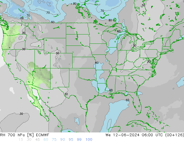 700 hPa Nispi Nem ECMWF Çar 12.06.2024 06 UTC