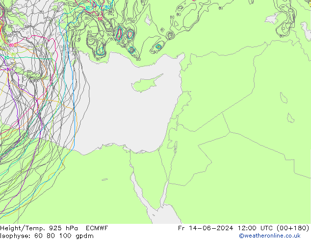 Height/Temp. 925 hPa ECMWF Sex 14.06.2024 12 UTC