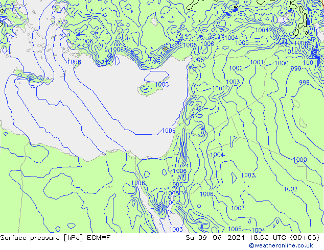 Surface pressure ECMWF Su 09.06.2024 18 UTC