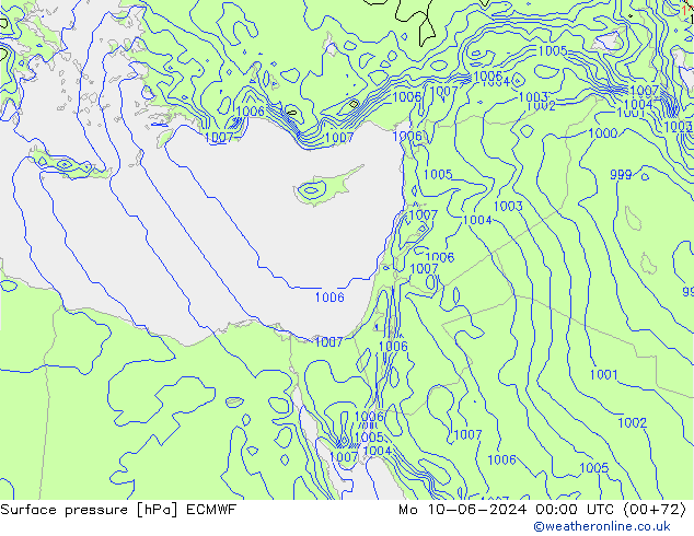 Yer basıncı ECMWF Pzt 10.06.2024 00 UTC