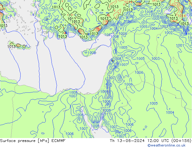 Luchtdruk (Grond) ECMWF do 13.06.2024 12 UTC