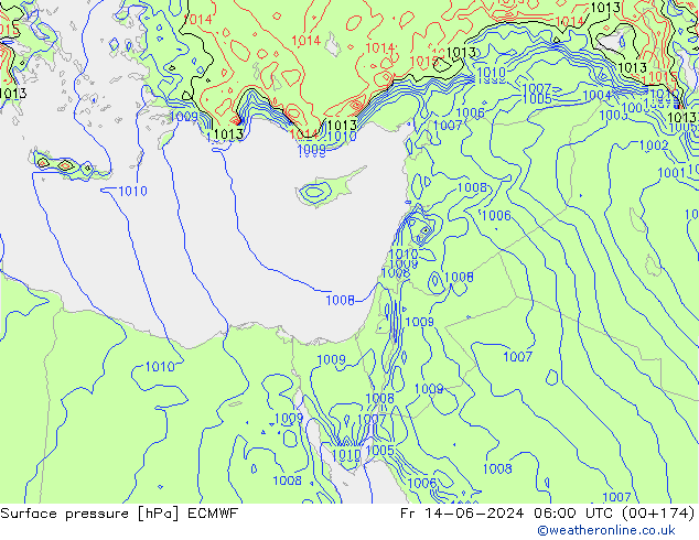 Surface pressure ECMWF Fr 14.06.2024 06 UTC