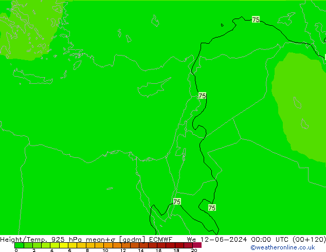 Height/Temp. 925 hPa ECMWF Mi 12.06.2024 00 UTC