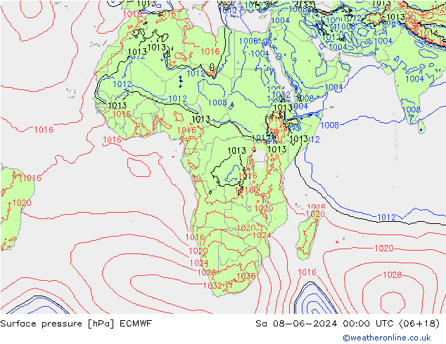 pressão do solo ECMWF Sáb 08.06.2024 00 UTC