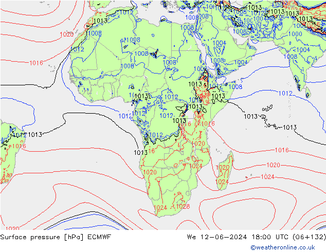 Yer basıncı ECMWF Çar 12.06.2024 18 UTC