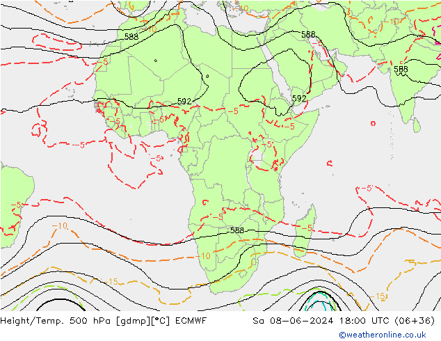 Yükseklik/Sıc. 500 hPa ECMWF Cts 08.06.2024 18 UTC