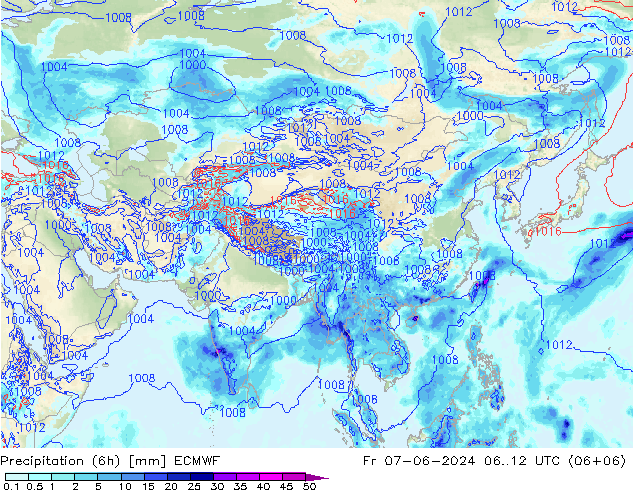 Yağış (6h) ECMWF Cu 07.06.2024 12 UTC