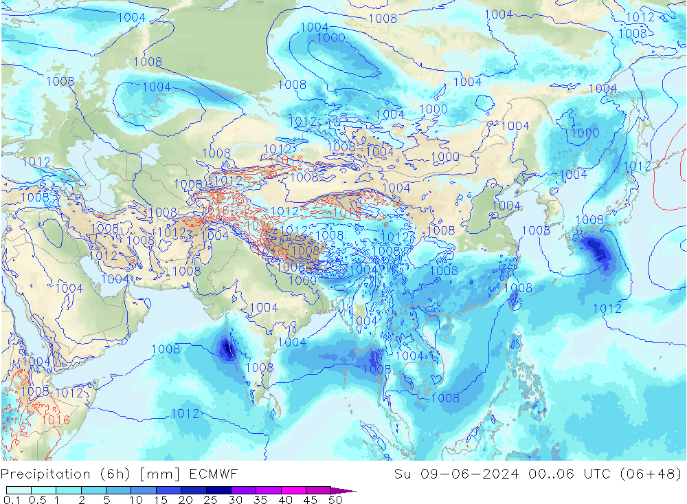 opad (6h) ECMWF nie. 09.06.2024 06 UTC