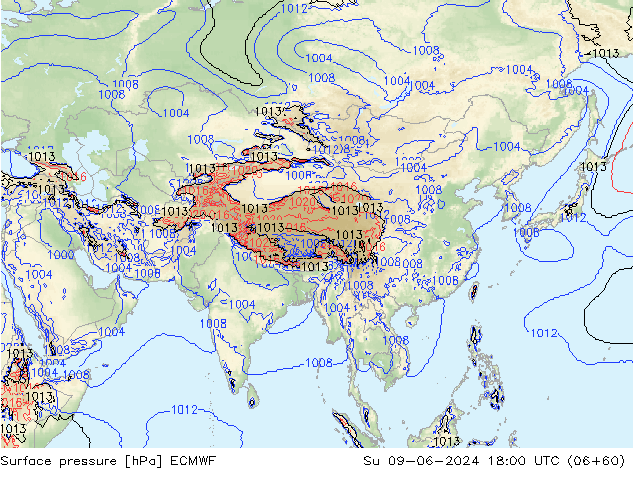 приземное давление ECMWF Вс 09.06.2024 18 UTC