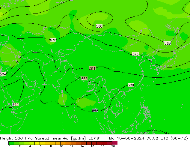 Height 500 hPa Spread ECMWF Mo 10.06.2024 06 UTC